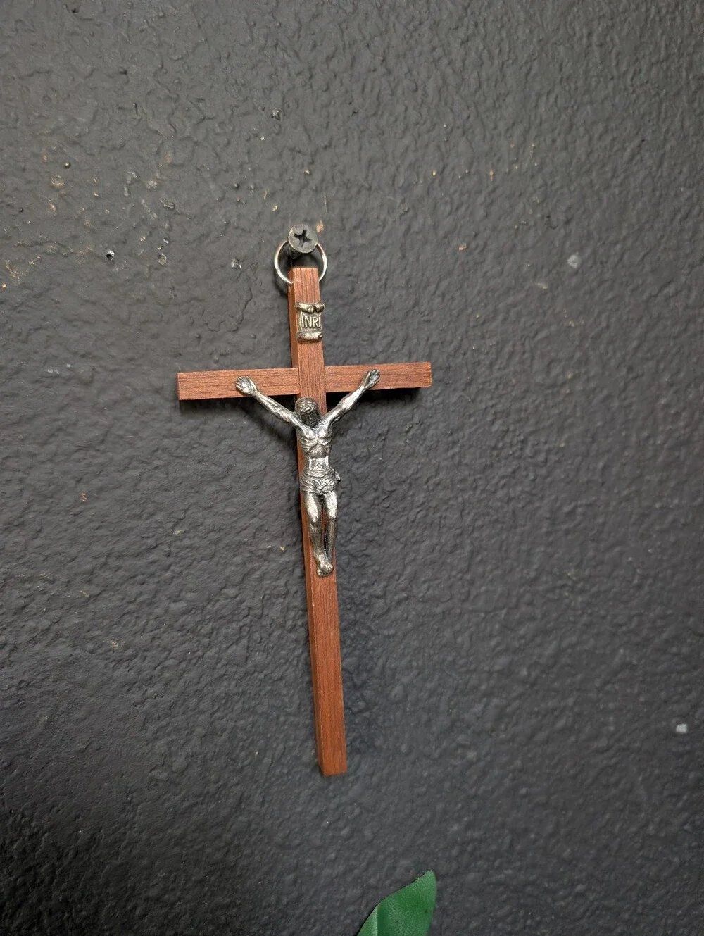 Vintage INRI Cast Metal & Wood Crucifix Cross Relic Religion INRI Wall decor, 5
